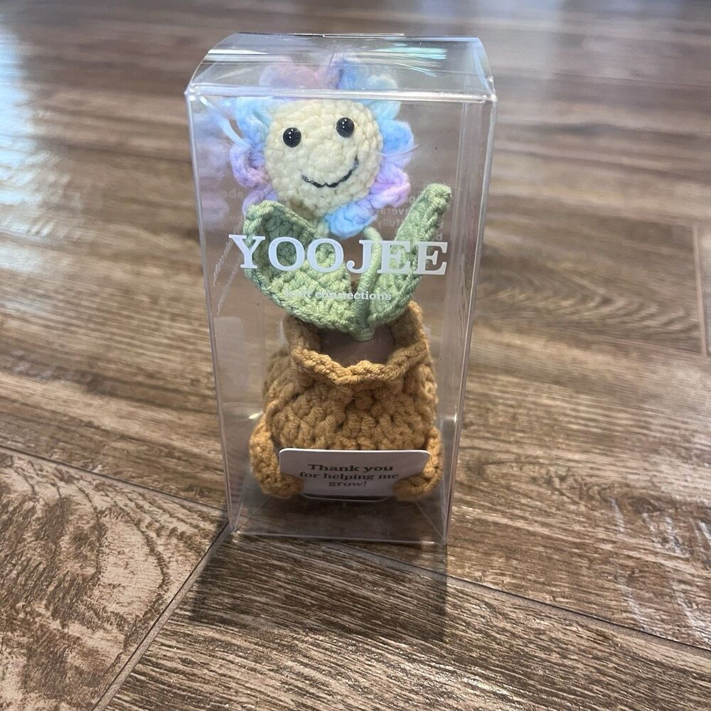 YOOJEE Teacher Gift Thank You Helping Me Grow Crochet Flower Potted Plant Gift